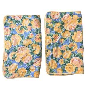 Croscill Vintage Fiesta Yellow Floral 2 Standard Pillow Shams Shabby Chic ￼